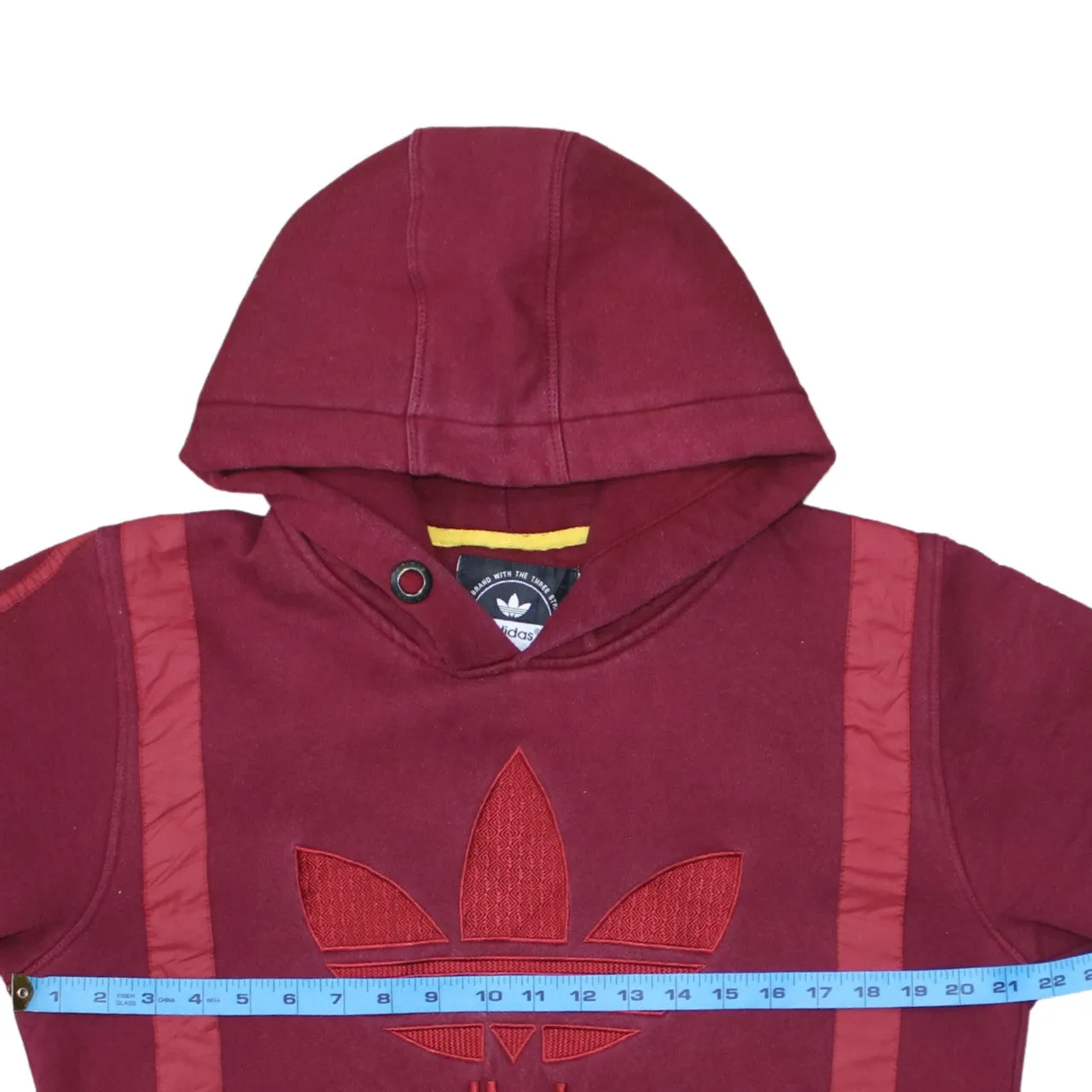 Adidas Burgundy Red Hoodie Men’s XLarge Trefoil Embroidered Logo Three Stripe Pullover Sweatshirt sold by Vintage Club product image thumbnail 5