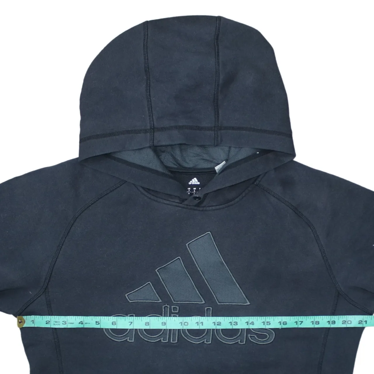 Adidas Black Hoodie Women’s Small Embroidered Front Logo Fleece Lined Pullover Sweatshirt sold by Vintage Club product image thumbnail 5