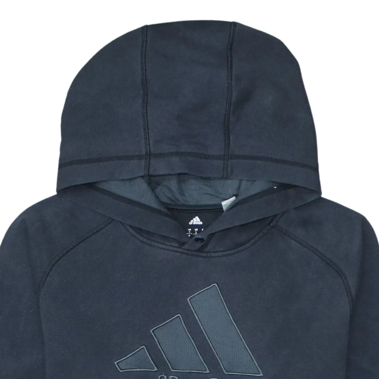 Adidas Black Hoodie Women’s Small Embroidered Front Logo Fleece Lined Pullover Sweatshirt sold by Vintage Club product image thumbnail 3