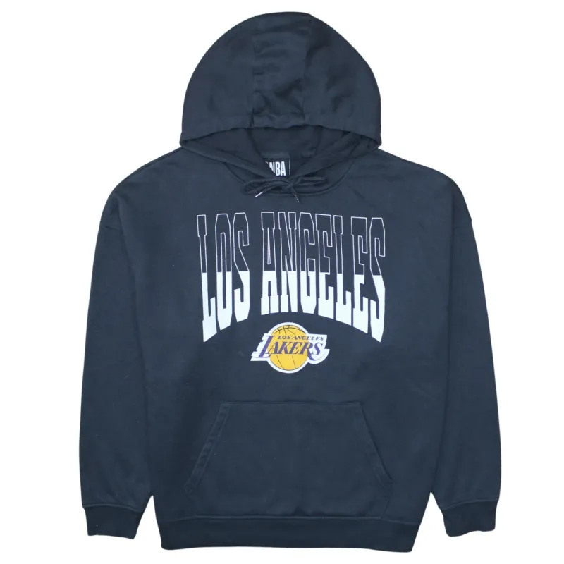 NBA Black Hoodie Women’s Medium Los Angeles Lakers Printed Logo Front Pocket Sweatshirt sold by Vintage Club