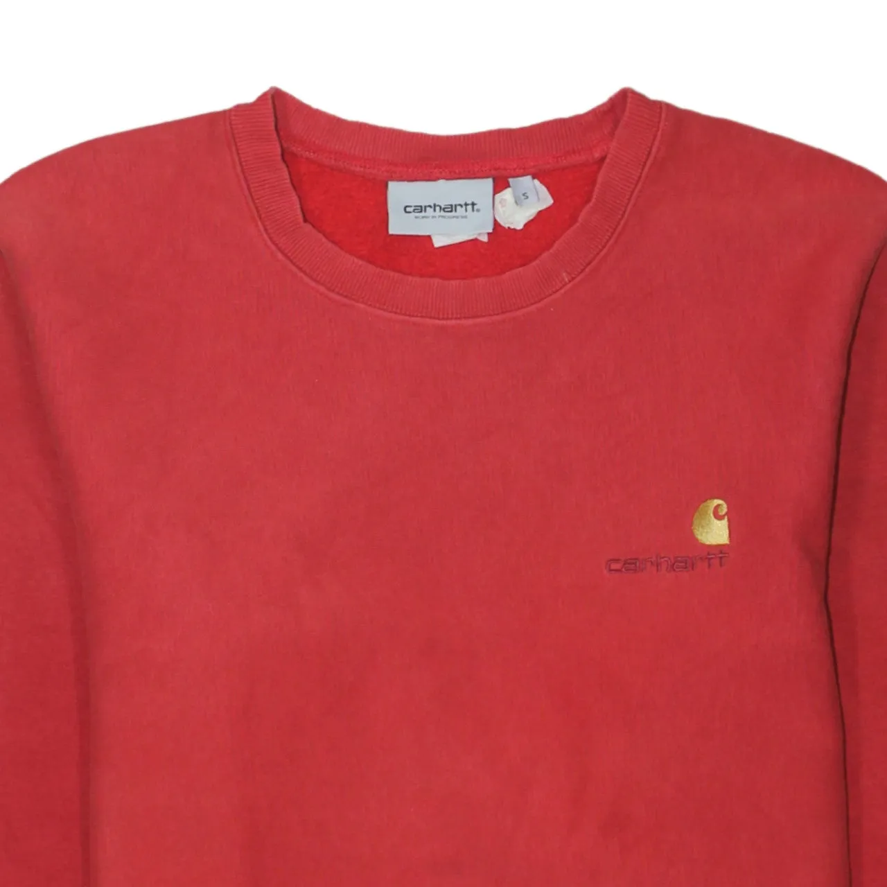 Carhartt Faded Red Sweatshirt Men's Small Embroidered Chest Logo Crewneck Pullover Jumper sold by Vintage Club product image thumbnail 3