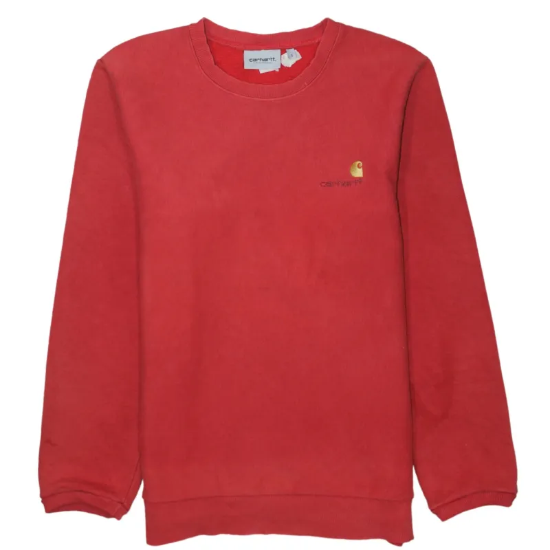 Carhartt Faded Red Sweatshirt Men's Small Embroidered Chest Logo Crewneck Pullover Jumper made by Carhartt