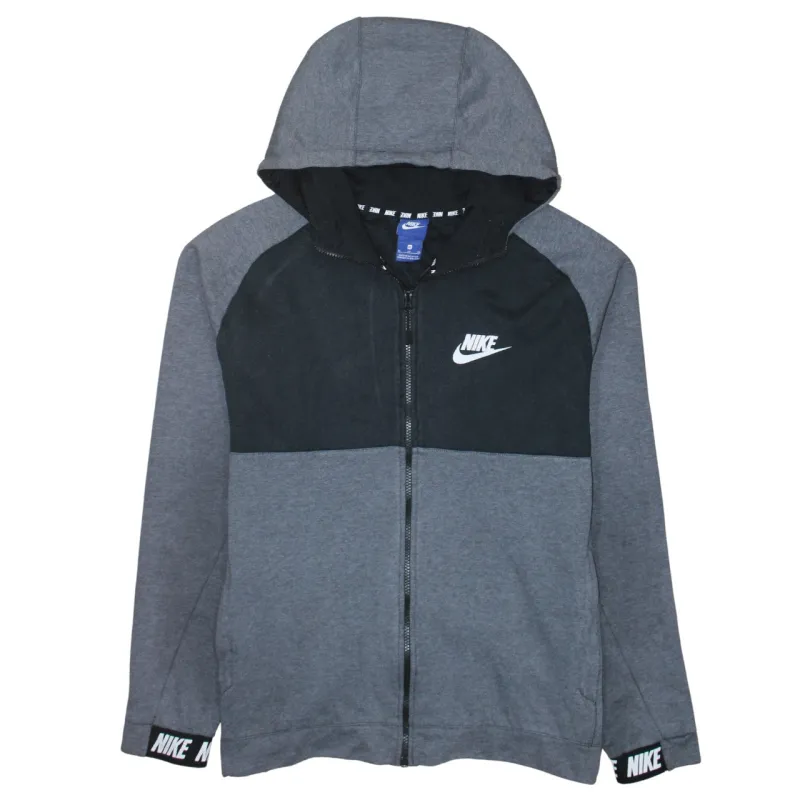 Nike Dark Grey Full Zip Hoodie Men’s XLarge Printed Swoosh Logo Cuff Branding Sweatshirt made by Nike