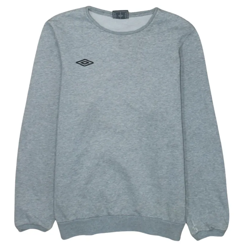 Umbro Grey Sweatshirt Women’s Medium Embroidered Chest Logo Ribbed Crewneck Pullover Top sold by Vintage Club