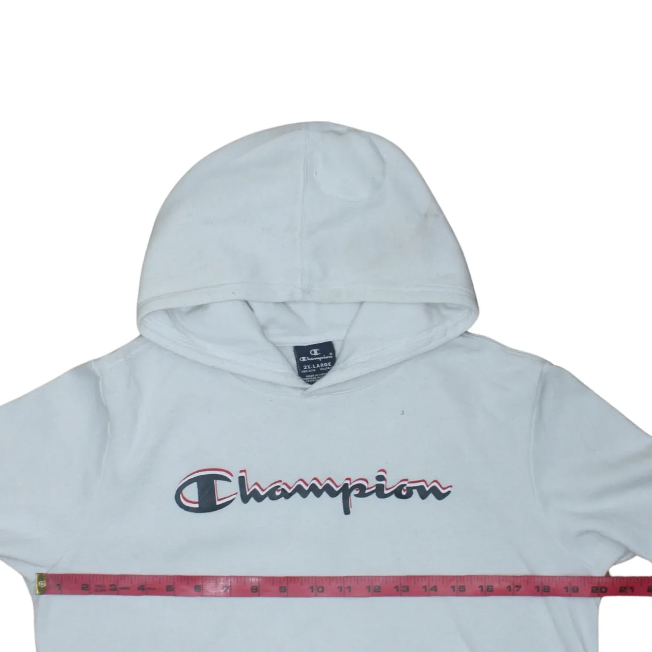Champion White Hoodie Women’s XXLarge Embroidered Script Logo Front Pocket Pullover Sweatshirt sold by Vintage Club product image thumbnail 5