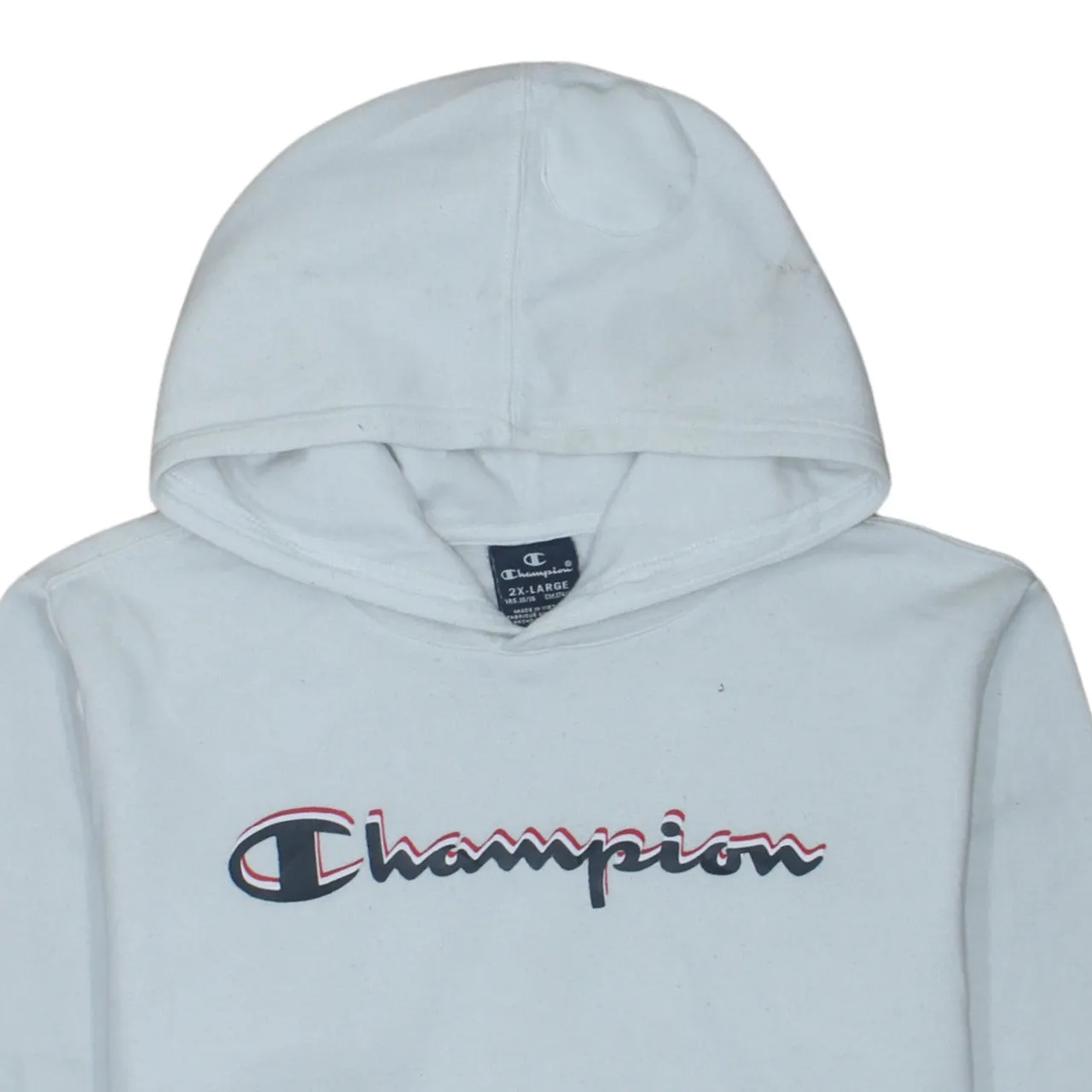 Champion White Hoodie Women’s XXLarge Embroidered Script Logo Front Pocket Pullover Sweatshirt sold by Vintage Club product image thumbnail 3