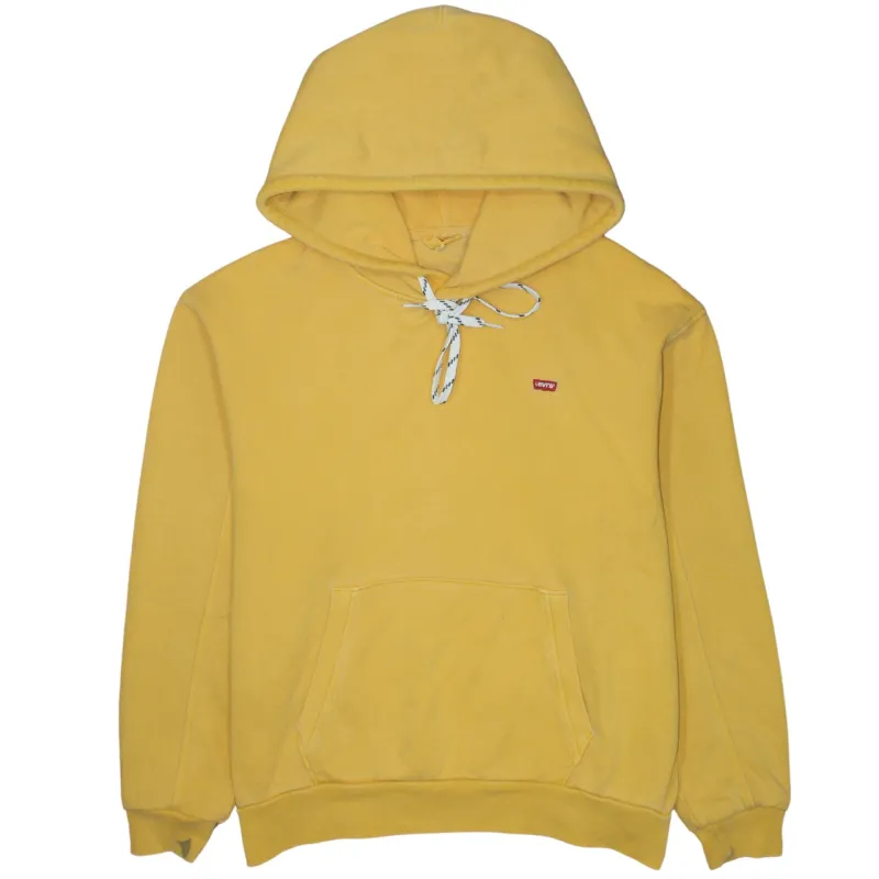 Levi's Mustard Yellow Hoodie Men's Small Embroidered Chest Logo Front Pocket Pullover Sweatshirt sold by Vintage Club