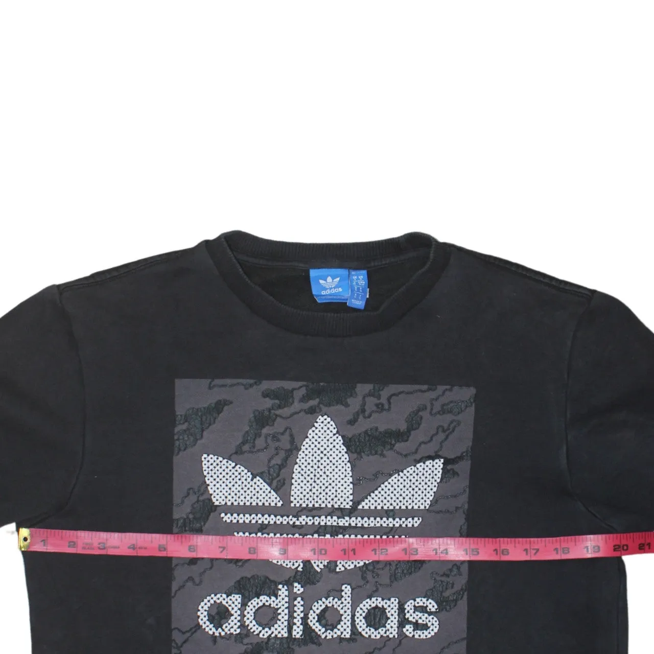 Adidas Black Sweatshirt Men's Small Printed Trefoil Logo Camo Panel Crewneck Pullover sold by Vintage Club product image thumbnail 5