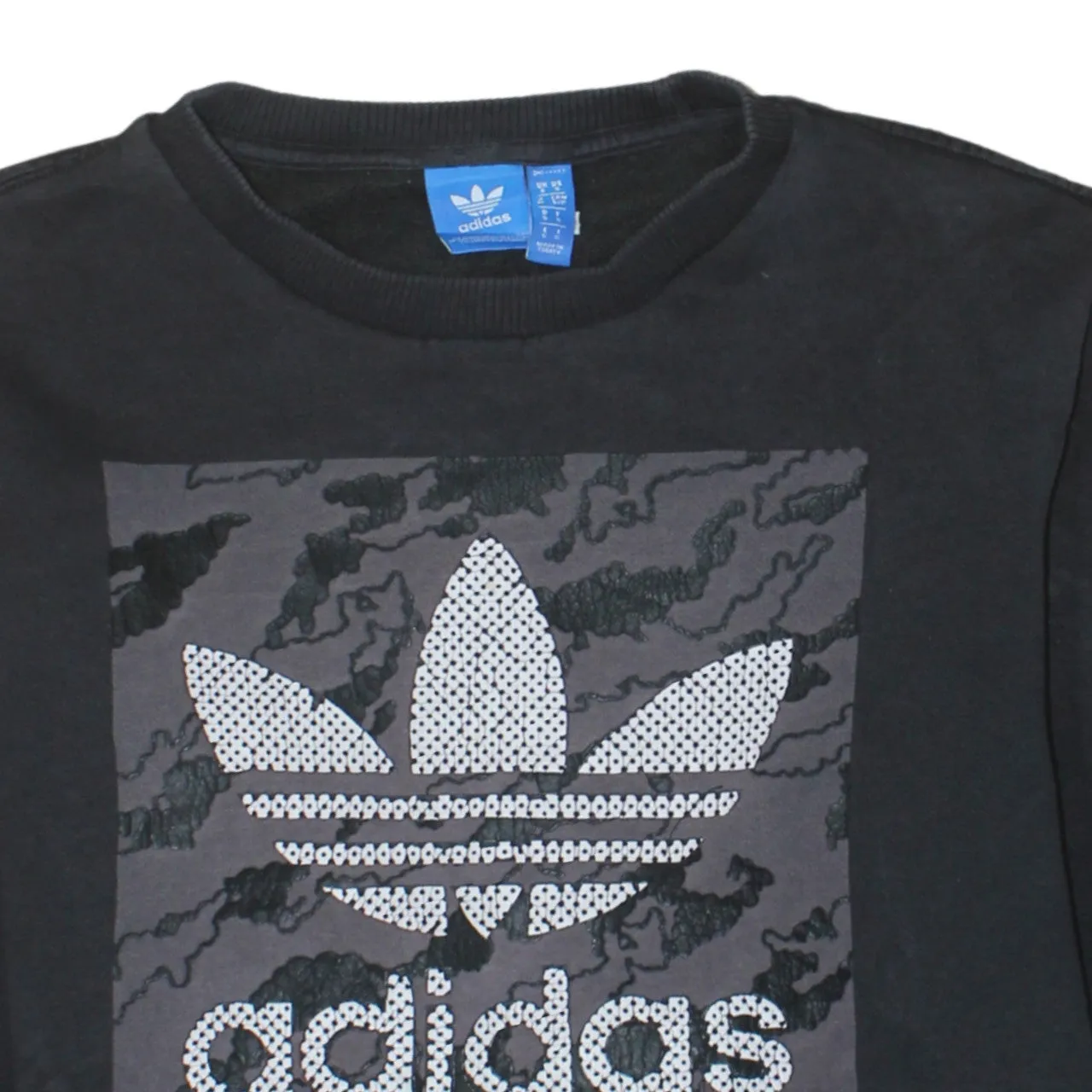 Adidas Black Sweatshirt Men's Small Printed Trefoil Logo Camo Panel Crewneck Pullover sold by Vintage Club product image thumbnail 3