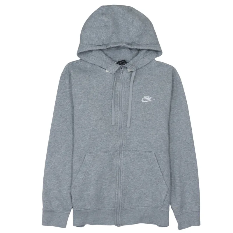 Nike Grey Full Zip Hoodie Men's Small Embroidered Swoosh Split Pocket Sweatshirt sold by Vintage Club