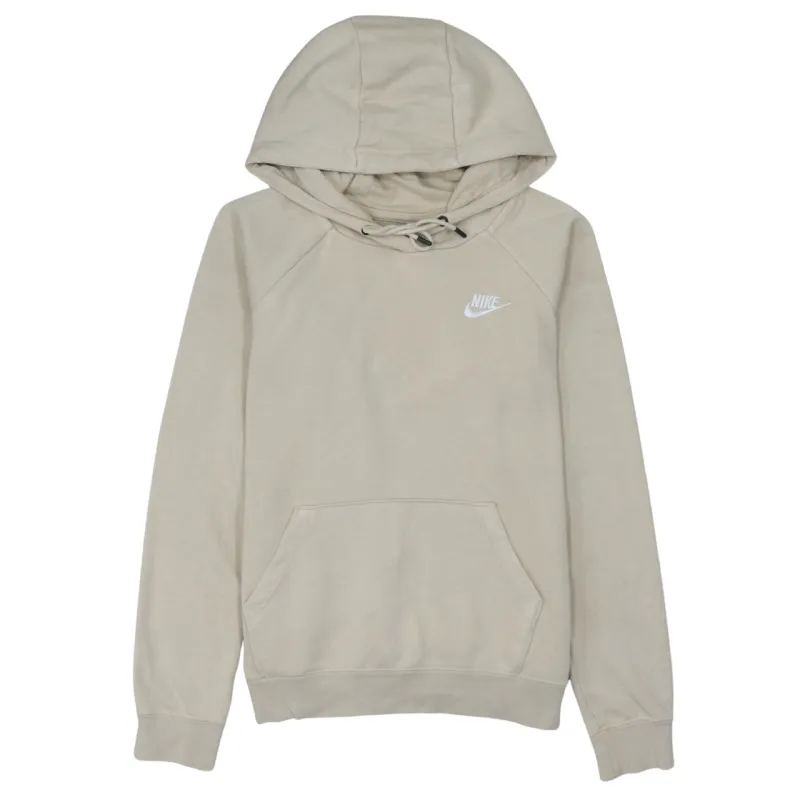 Nike Beige Cream Hoodie Men's Small Embroidered Swoosh Logo Front Pocket Pullover Sweatshirt made by Nike