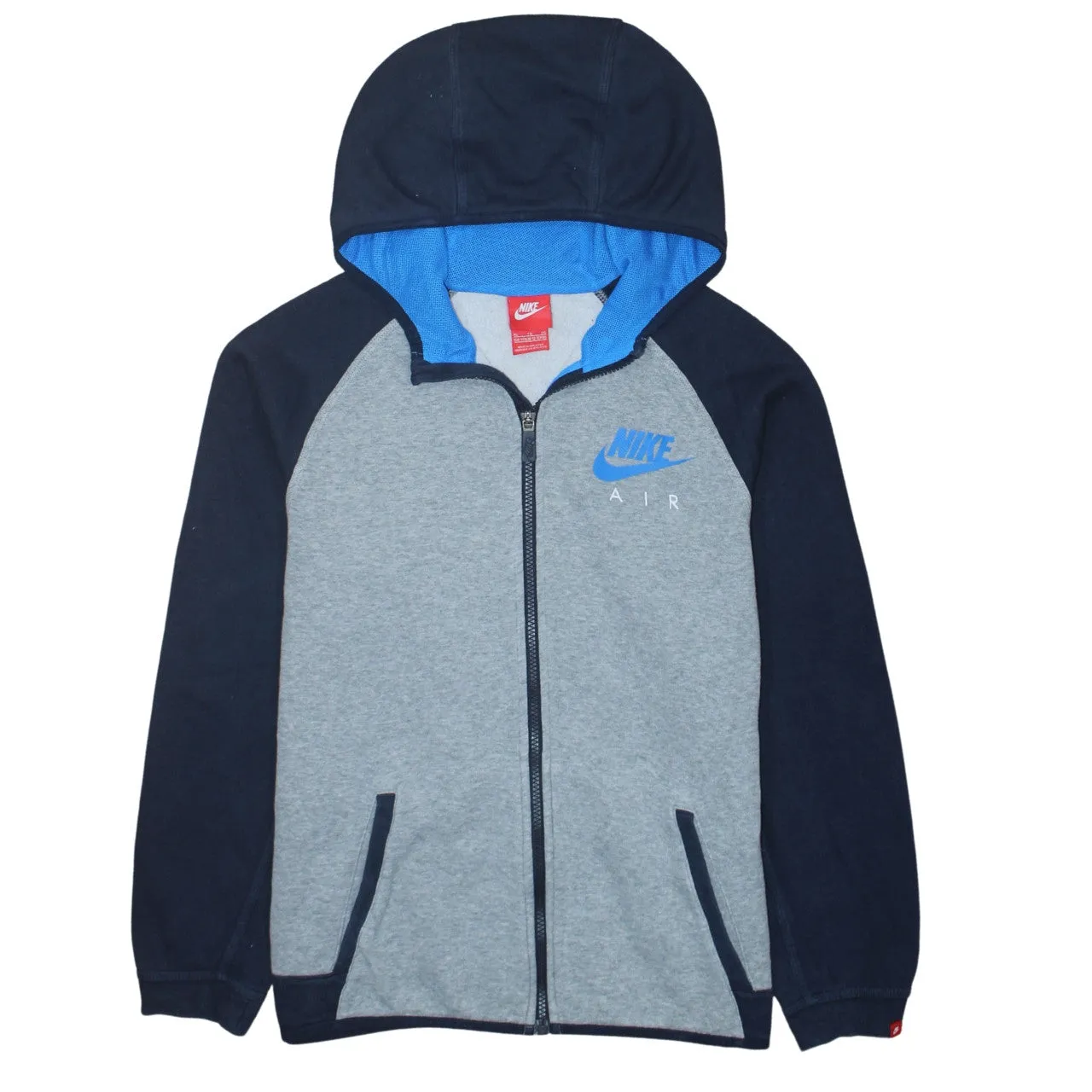 Nike Grey Navy Hoodie Women’s XLarge Full Zip Blue Nike Air Printed Logo Sweatshirt sold by Vintage Club