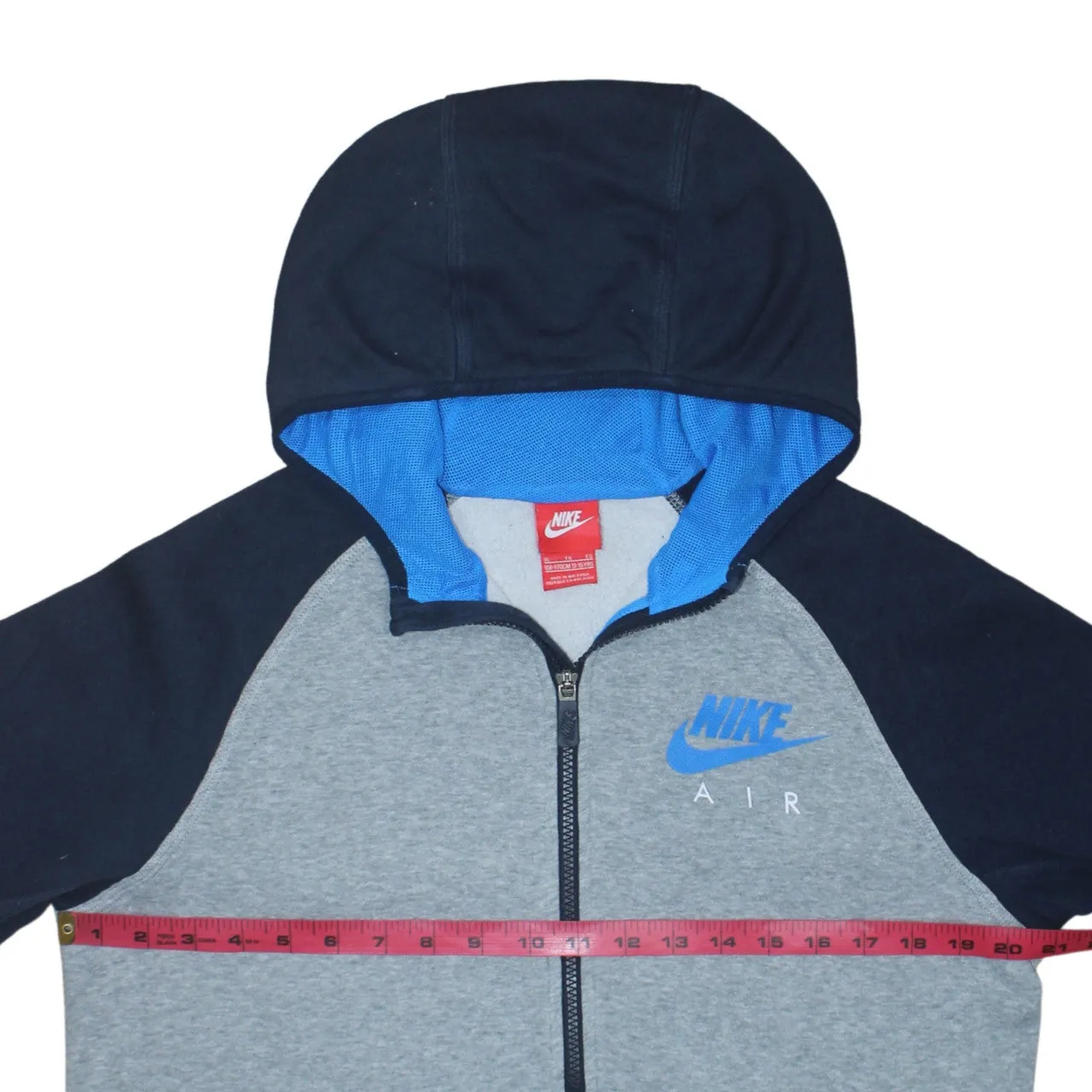 Nike Grey Navy Hoodie Women’s XLarge Full Zip Blue Nike Air Printed Logo Sweatshirt sold by Vintage Club product image thumbnail 5