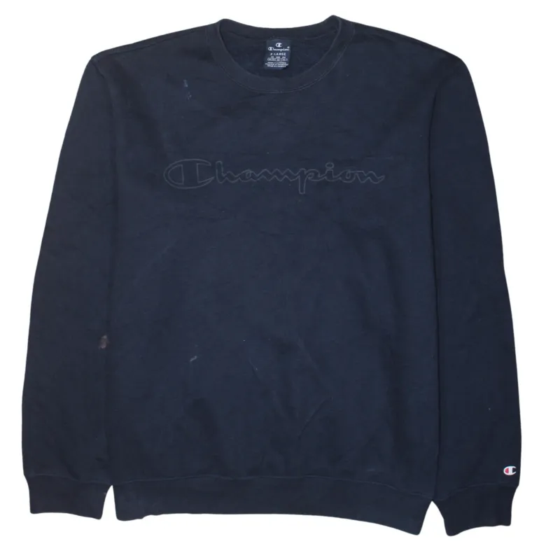 Champion Navy Blue Sweatshirt Men's XLarge Embroidered Script Logo Crewneck Pullover sold by Vintage Club