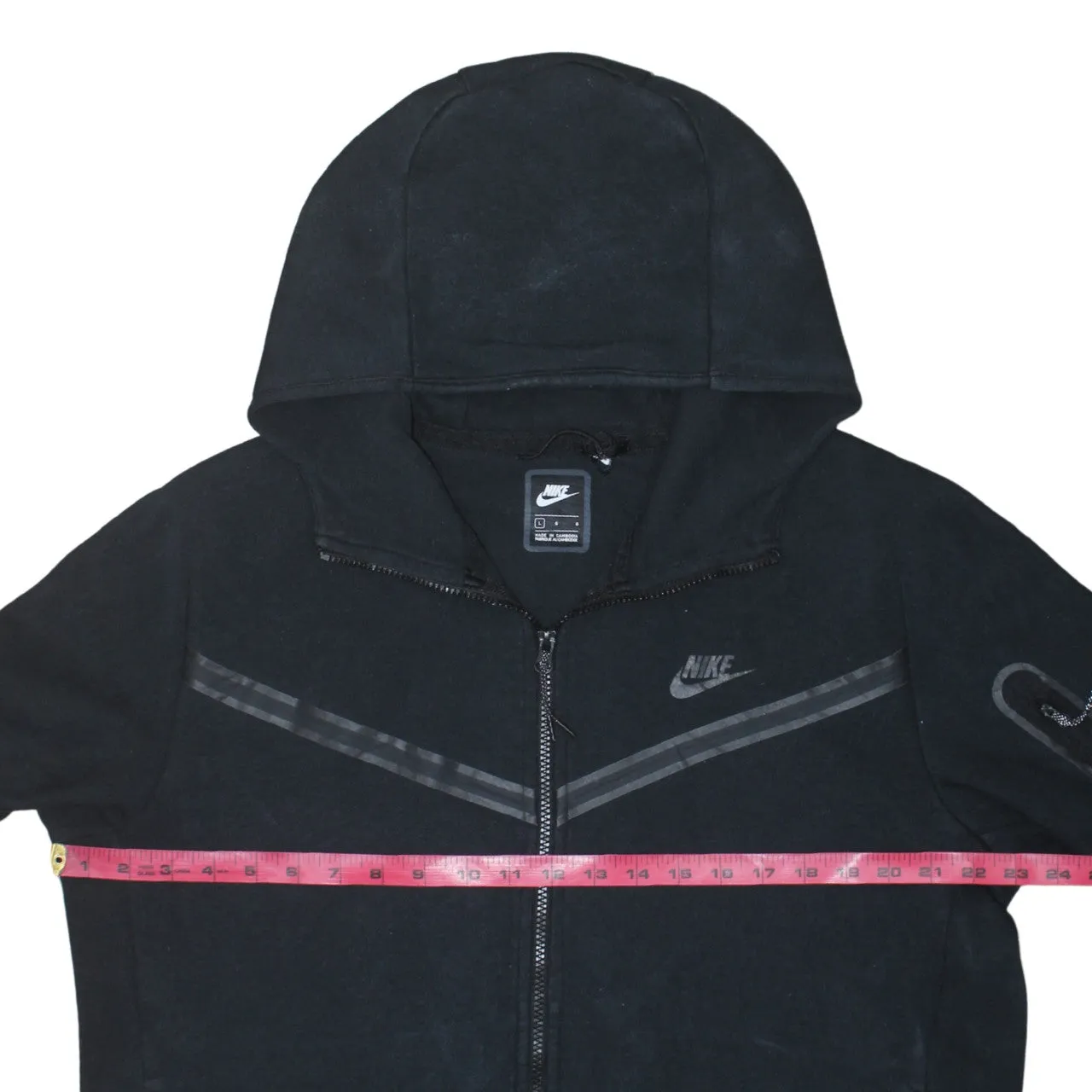 Nike Black Full Zip Hoodie Women’s Large Printed Swoosh Sleeve Zip Pocket Sweatshirt sold by Vintage Club product image thumbnail 5