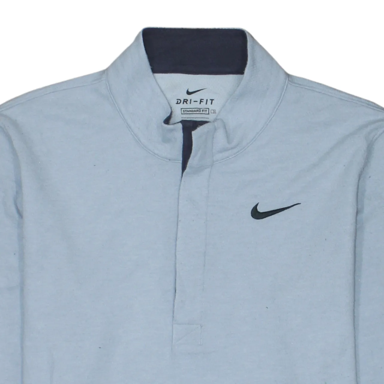 Nike Light Blue Long Sleeve Top Men's Small Dri-Fit Quarter Button Printed Swoosh T Shirt sold by Vintage Club product image thumbnail 3