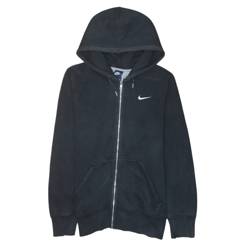 Nike Faded Black Zip Hoodie Men's Small Embroidered Swoosh Split Pouch Pocket Sweatshirt sold by Vintage Club