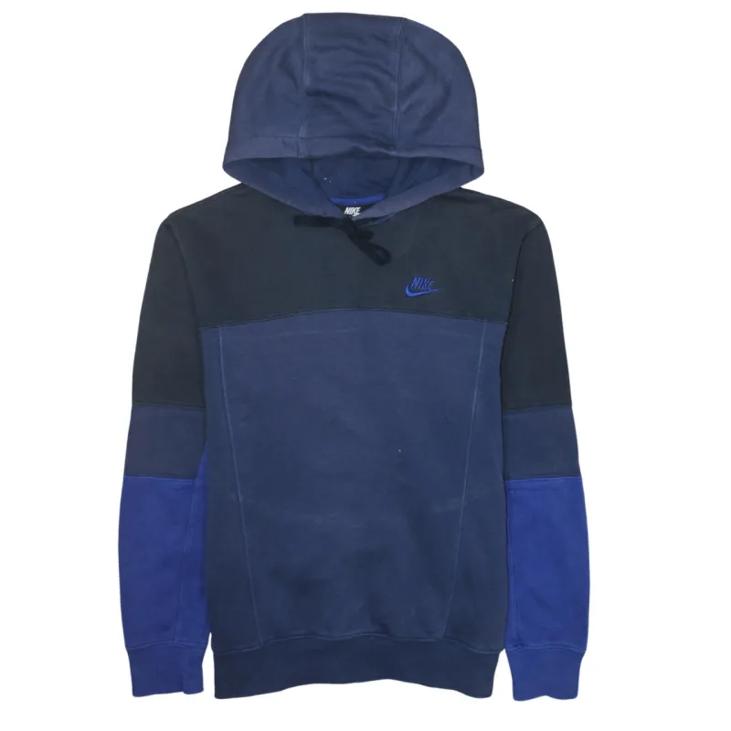 Nike Navy Blue Colour Block Hoodie Men's XSmall Embroidered Swoosh Pullover Sweatshirt made by Nike