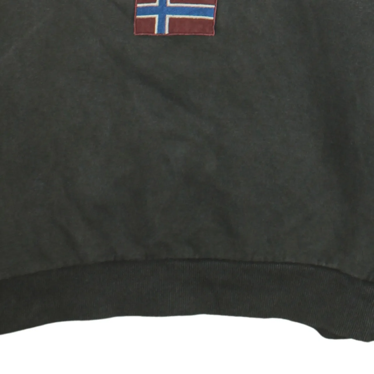 Napapijri Dark Khaki Hoodie Women’s Medium Embroidered Logo Flag Chest Pocket Sweatshirt sold by Vintage Club product image thumbnail 4