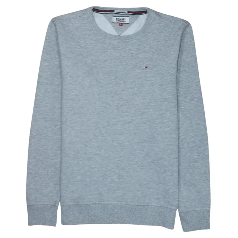 Tommy Hilfiger Light Grey Sweatshirt Men's Small Embroidered Flag Logo Crewneck Pullover sold by Vintage Club