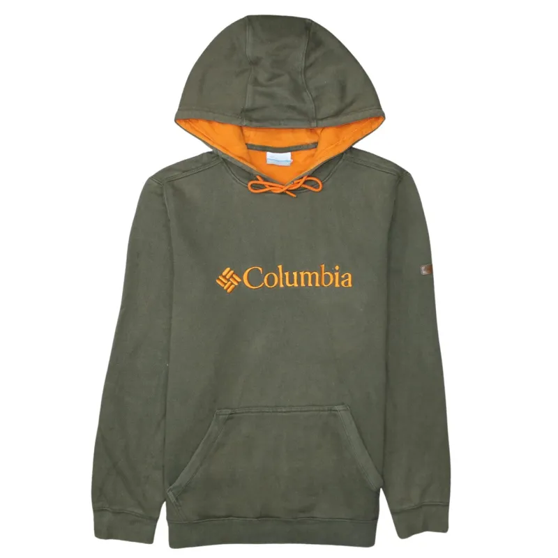 Columbia Olive Green Hoodie Men's Medium Embroidered Logo Front Pocket Pullover Sweatshirt made by Columbia