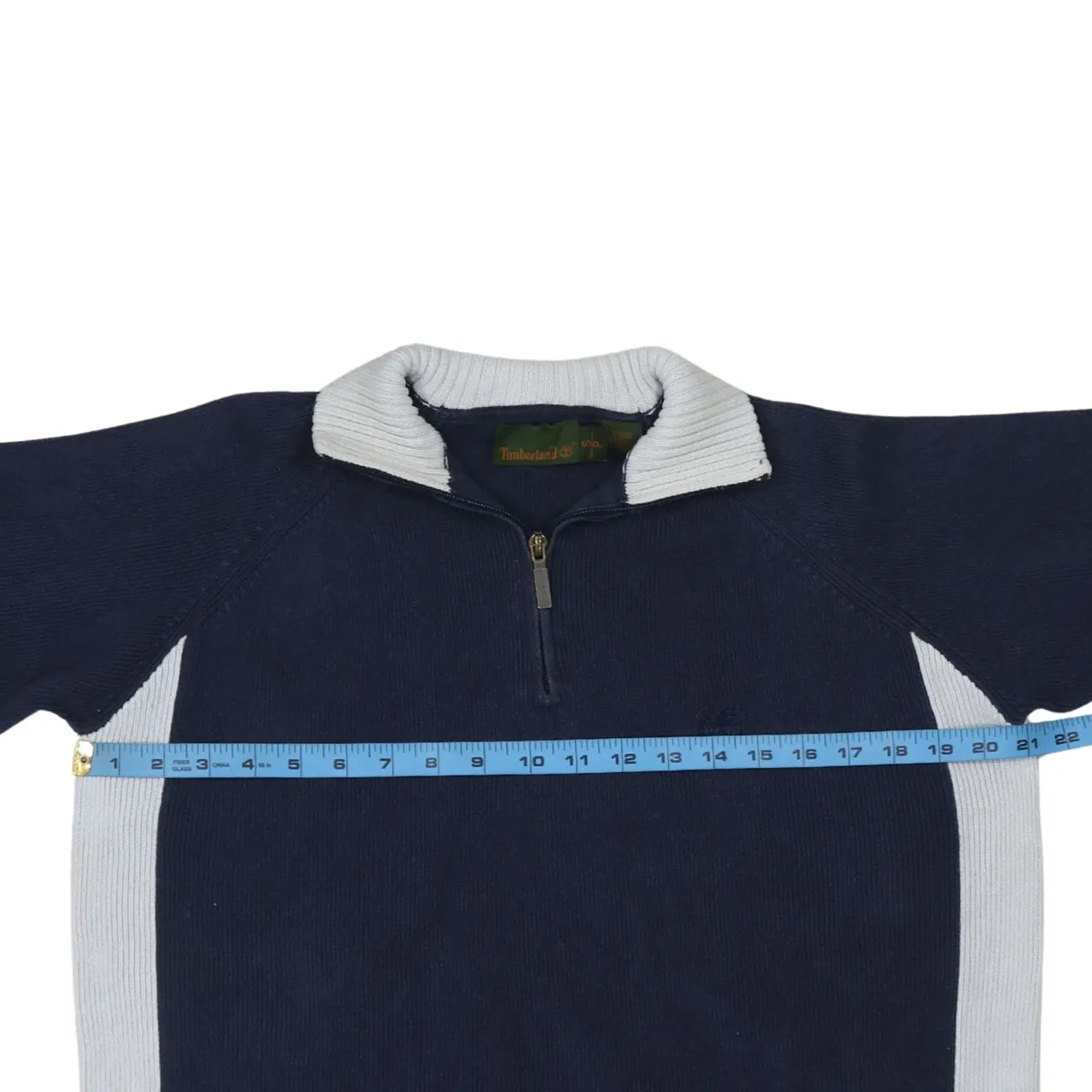Timberland Navy Blue Half Zip Sweatshirt Men's Small Contrast Collar Embroidered Logo Pullover sold by Vintage Club product image thumbnail 5