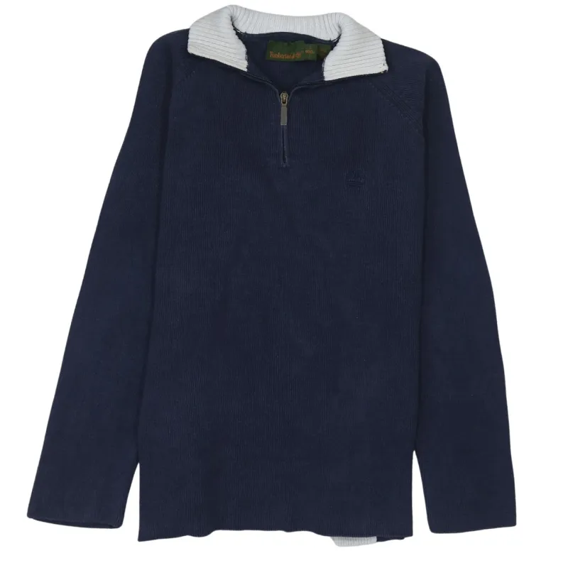 Timberland Navy Blue Half Zip Sweatshirt Men's Small Contrast Collar Embroidered Logo Pullover made by Timberland