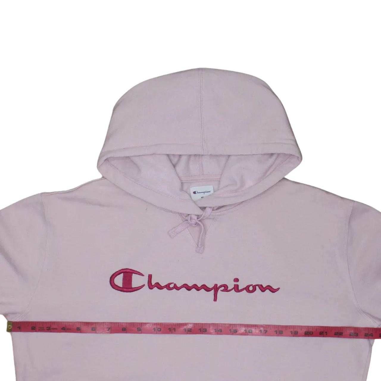 Champion Light Pink Hoodie Women’s XLarge Embroidered Script Logo Front Pocket Pullover Sweatshirt sold by Vintage Club product image thumbnail 5