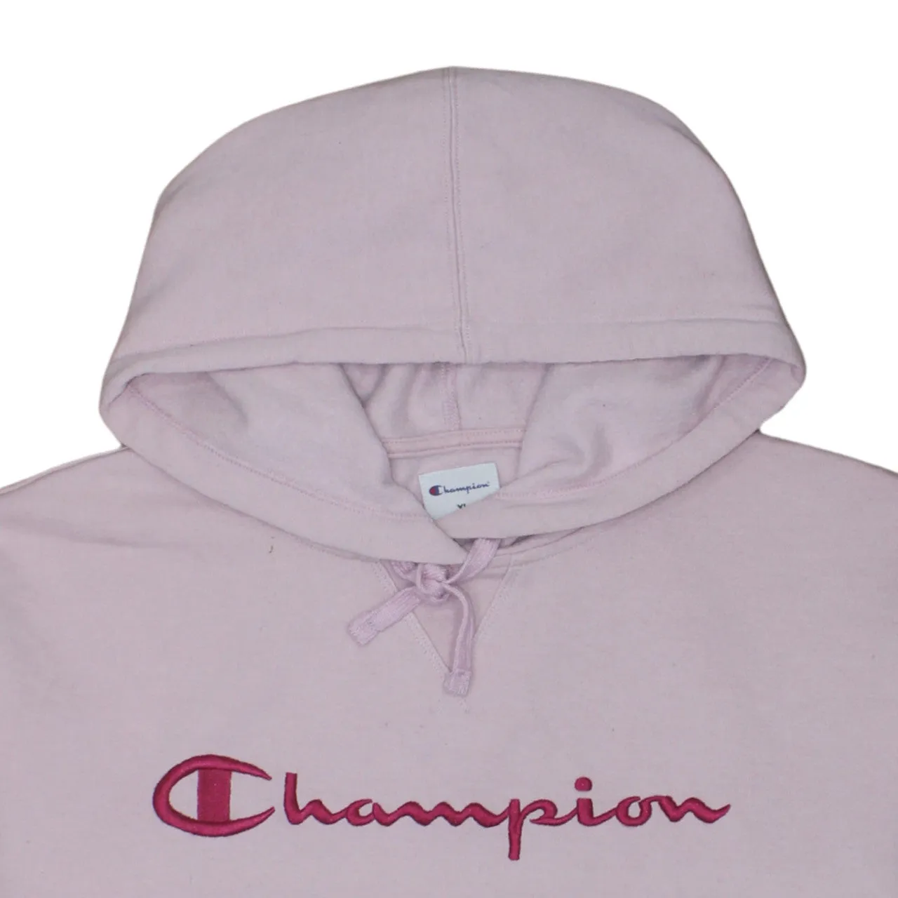 Champion Light Pink Hoodie Women’s XLarge Embroidered Script Logo Front Pocket Pullover Sweatshirt sold by Vintage Club product image thumbnail 3