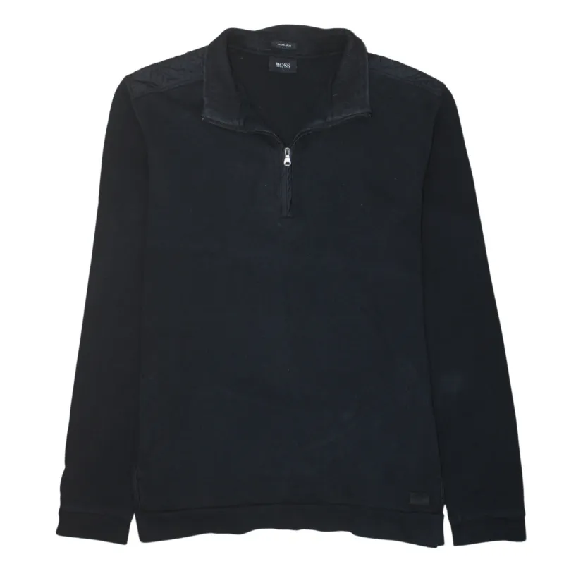 Hugo Boss Black Half Zip Sweatshirt Women’s XLarge Quilted Shoulder Detail Pullover Top sold by Vintage Club