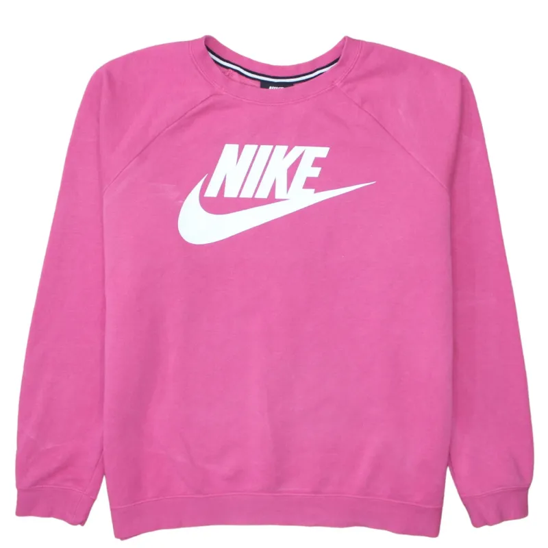 Nike Pink Sweatshirt Men's Large Printed Logo Crewneck Pullover Fleece Top made by Nike