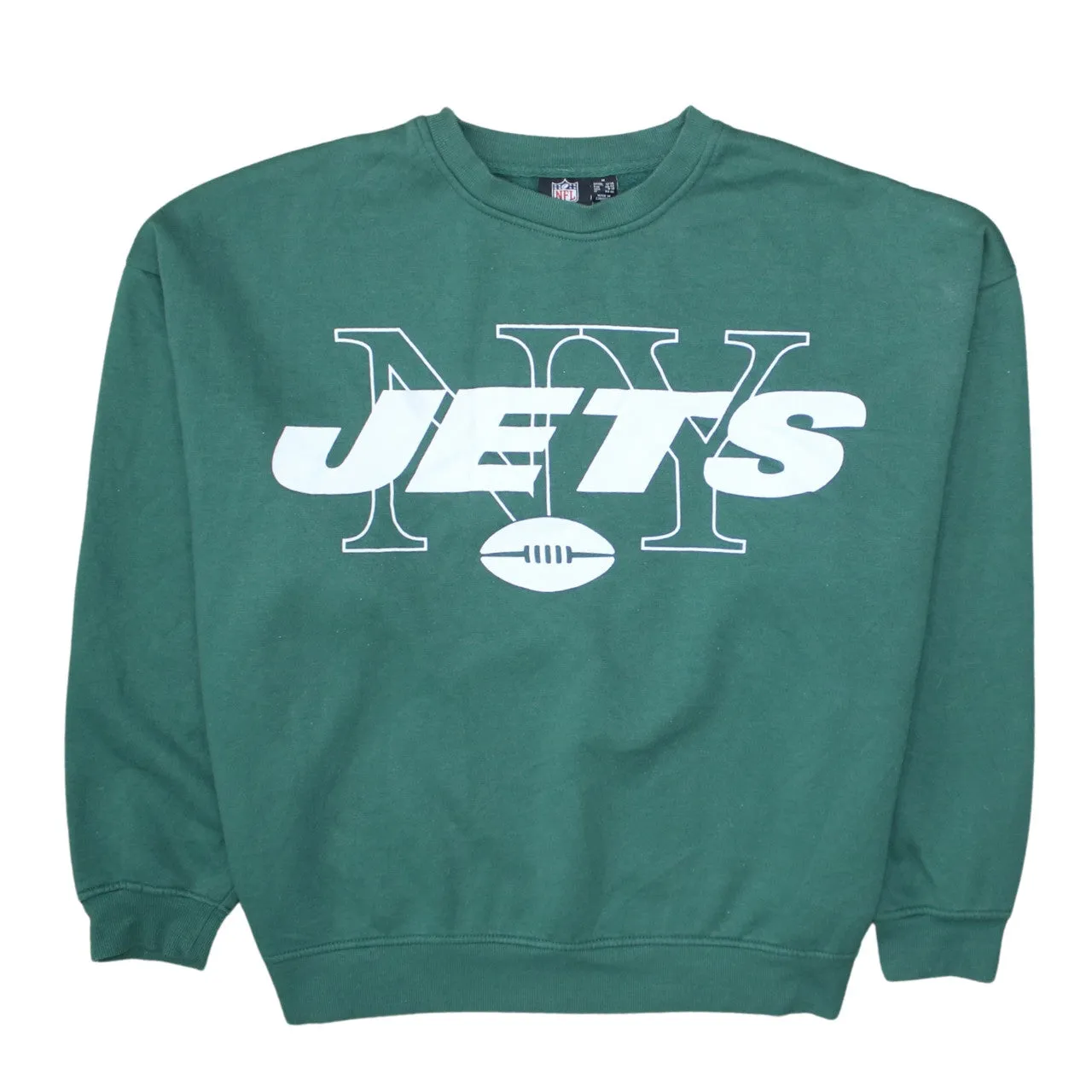 NFL Green Sweatshirt Women's Medium Printed NY Jets Logo Fleece Crewneck Pullover Top sold by Vintage Club