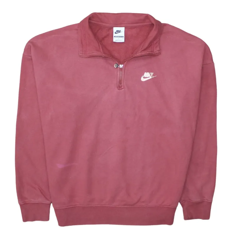 Nike Burgundy Red Quarter Zip Sweatshirt Men's Large Embroidered Chest Logo Printed Back Pullover sold by Vintage Club