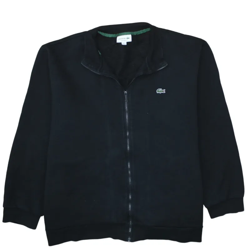 Lacoste Black Full Zip Sweatshirt Men’s XLarge Embroidered Croc Logo Funnel Neck Fleece Top sold by Vintage Club