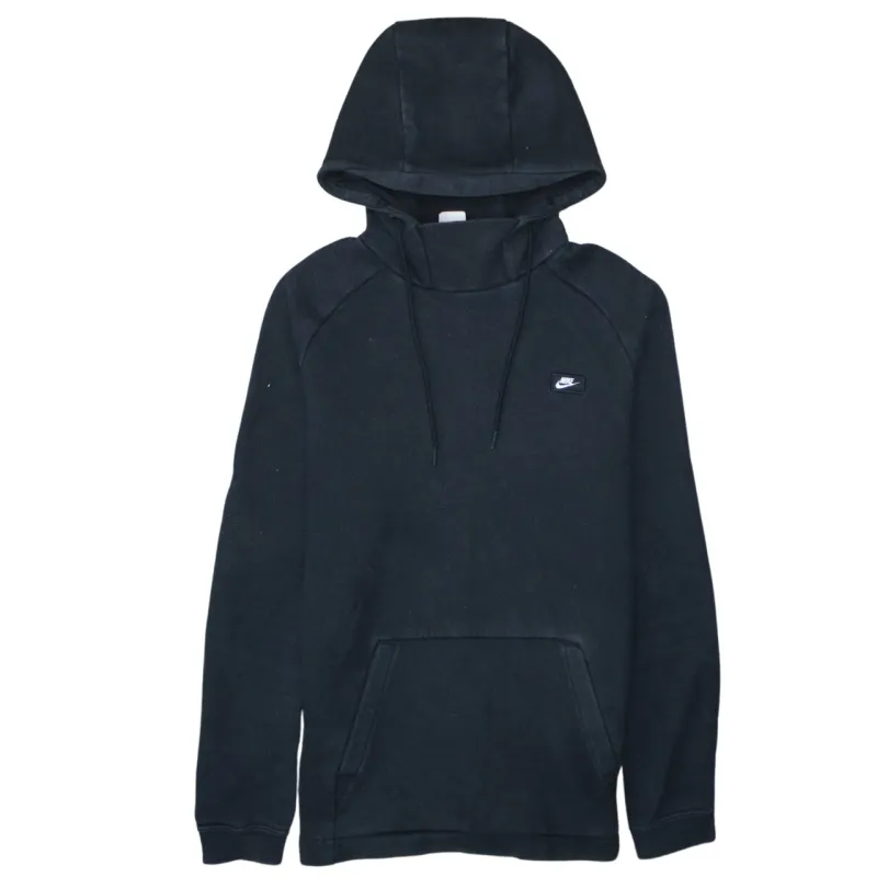 Nike Black Hoodie Women’s Medium Embroidered Swoosh Logo Front Pocket Pullover Sweatshirt sold by Vintage Club