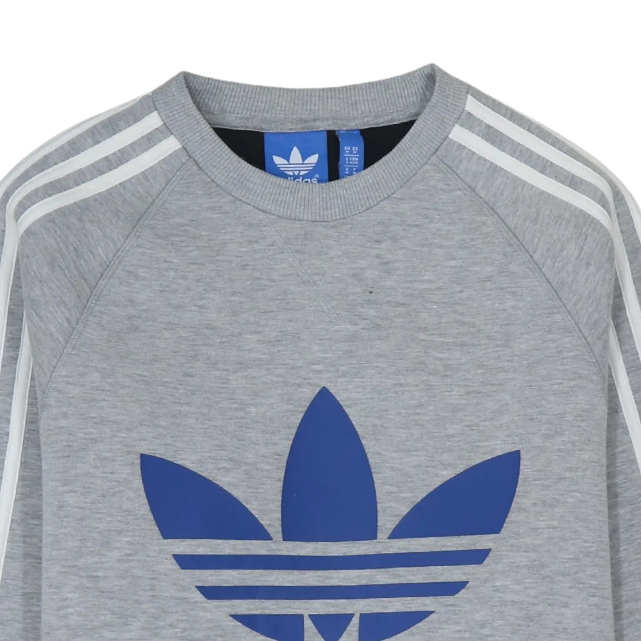Adidas Grey Sweatshirt Men's Medium Trefoil Printed Logo Three Stripe Crewneck Pullover sold by Vintage Club product image thumbnail 3