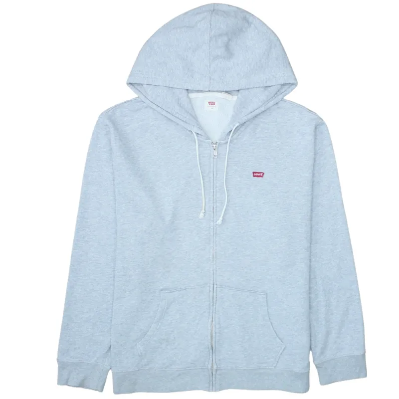 Levi's Light Grey Zip Hoodie Men's XLarge Small Red Logo Drawstring Hood Sweatshirt made by Levi's