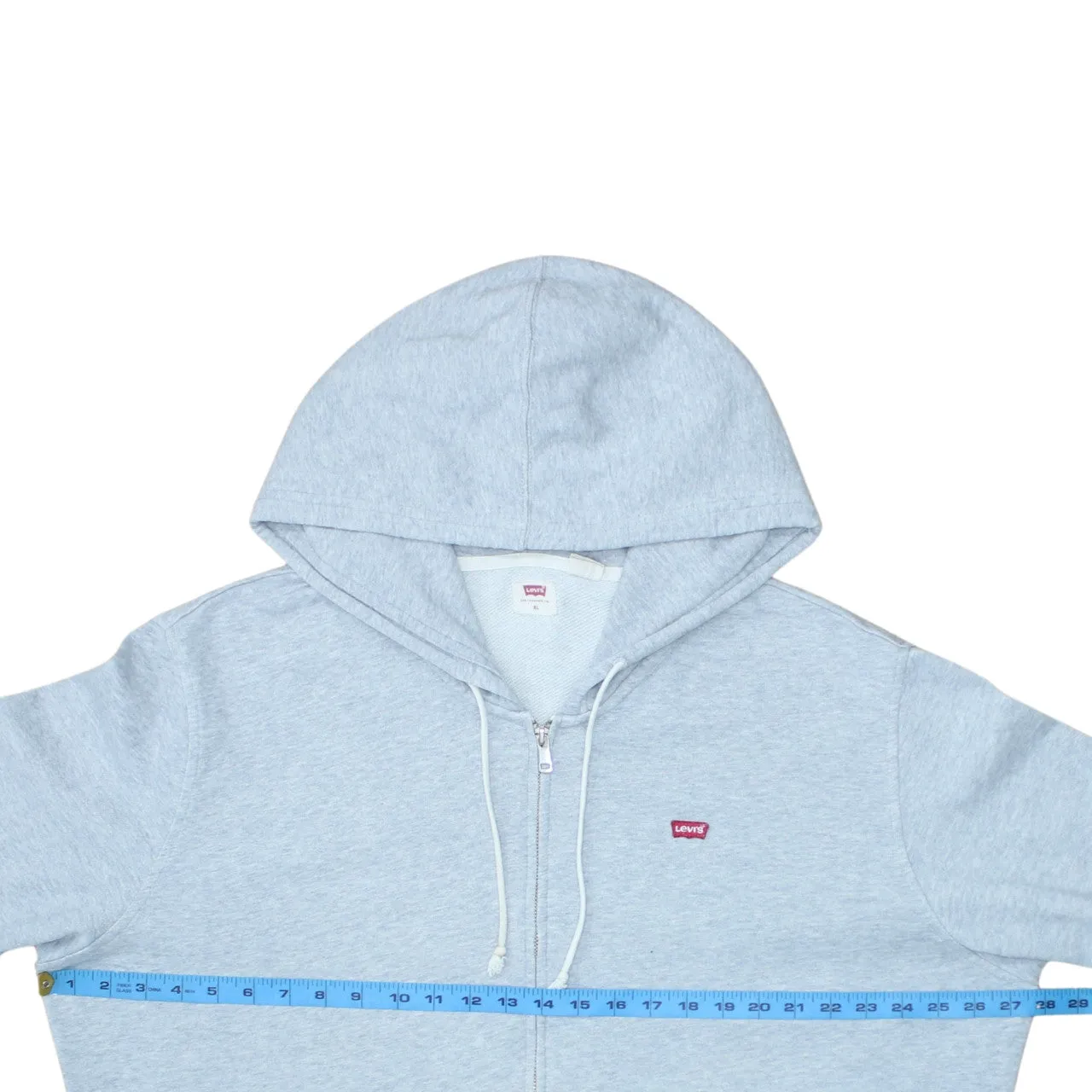 Levi's Light Grey Zip Hoodie Men's XLarge Small Red Logo Drawstring Hood Sweatshirt sold by Vintage Club product image thumbnail 5