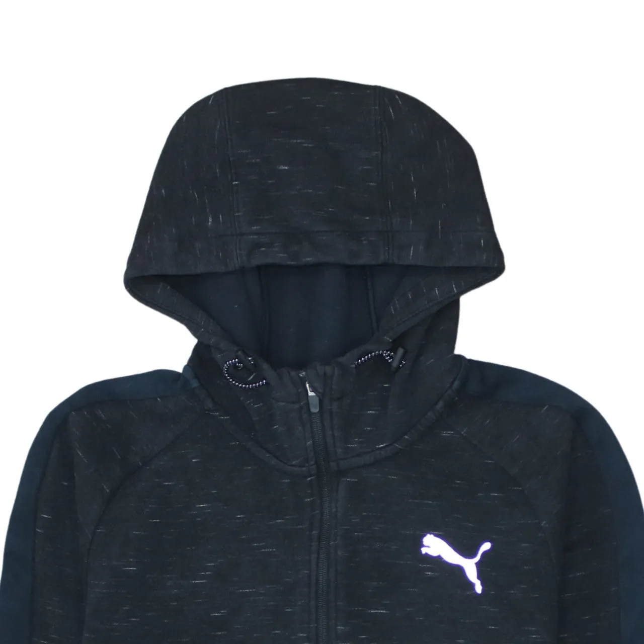 Puma Black Full Zip Hoodie Men's Medium Embroidered Chest Logo Panel Sleeves Sweatshirt sold by Vintage Club product image thumbnail 3