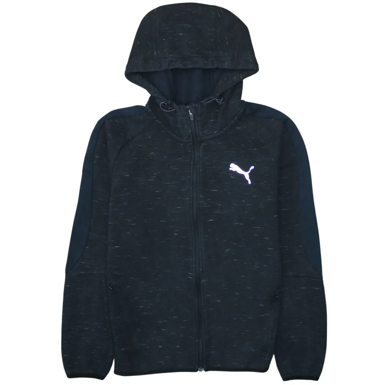 Puma Black Full Zip Hoodie Men's Medium Embroidered Chest Logo Panel Sleeves Sweatshirt sold by Vintage Club