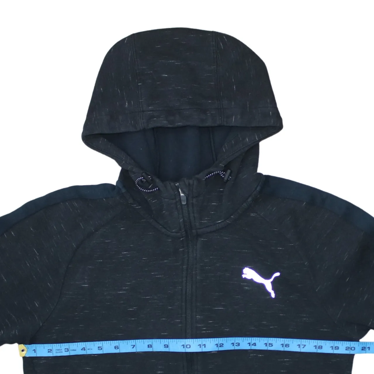 Puma Black Full Zip Hoodie Men's Medium Embroidered Chest Logo Panel Sleeves Sweatshirt sold by Vintage Club product image thumbnail 5
