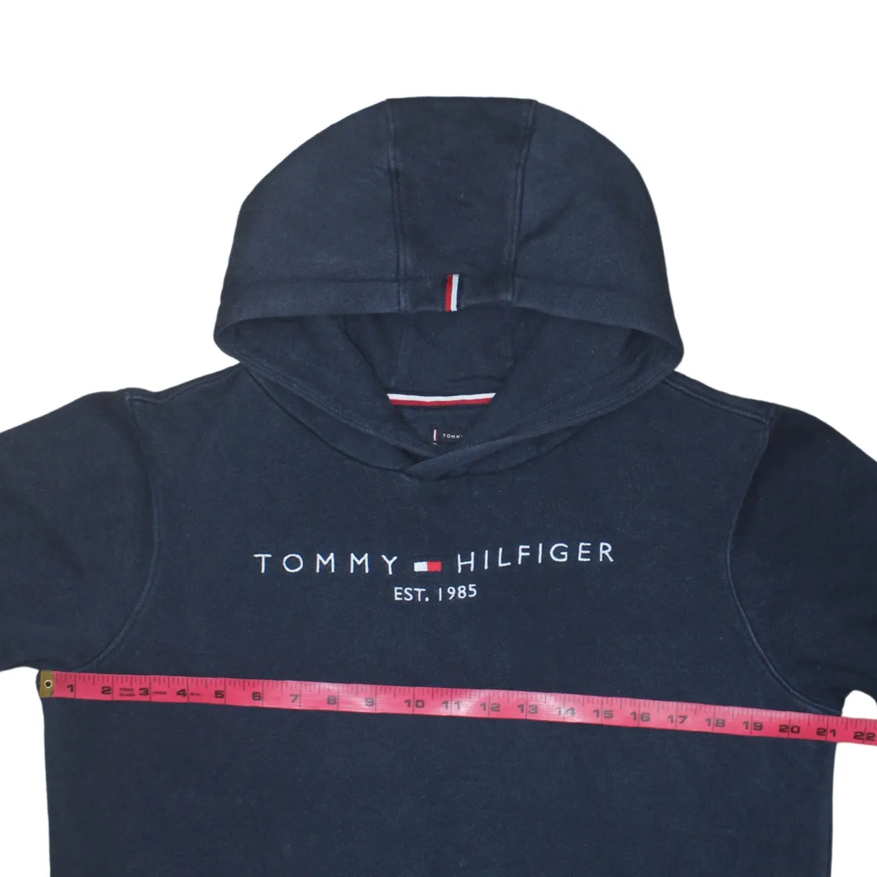 Tommy Hilfiger Navy Blue Hoodie Men's Small Embroidered Logo Front Pocket Pullover Sweatshirt sold by Vintage Club product image thumbnail 5