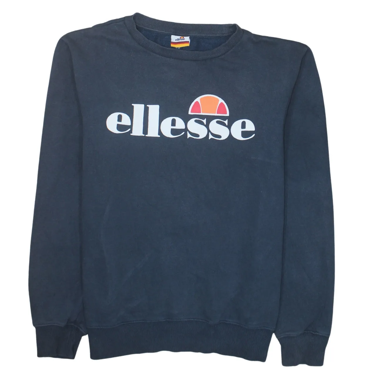 Ellesse Navy Blue Sweatshirt Women's Large Printed Front Logo Crewneck Pullover Top sold by Vintage Club