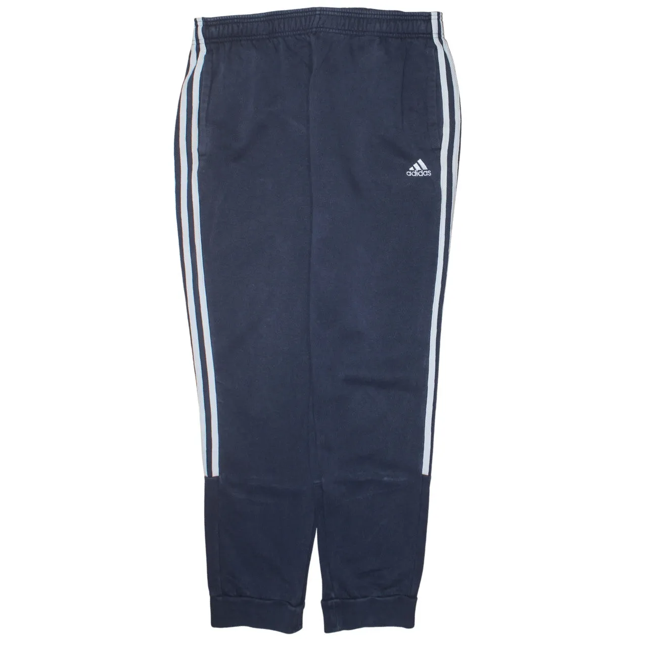 Adidas Navy Blue Joggers Men’s Large Three Stripe Cuffed Track Pants Embroidered Logo sold by Vintage Club
