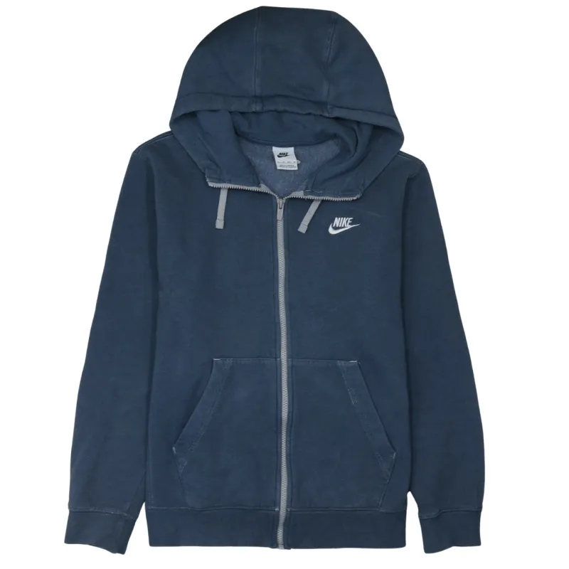 Nike Navy Blue Full Zip Hoodie Men’s XSmall Embroidered Swoosh Split Pocket Sweatshirt sold by Vintage Club