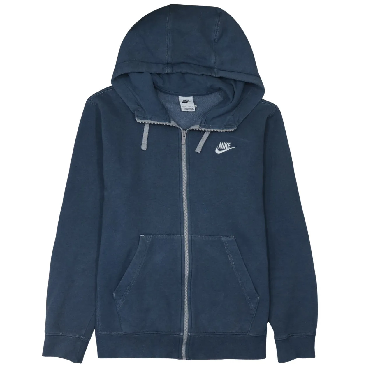 Nike Navy Blue Full Zip Hoodie Men’s XSmall Embroidered Swoosh Split Pocket Sweatshirt sold by Vintage Club