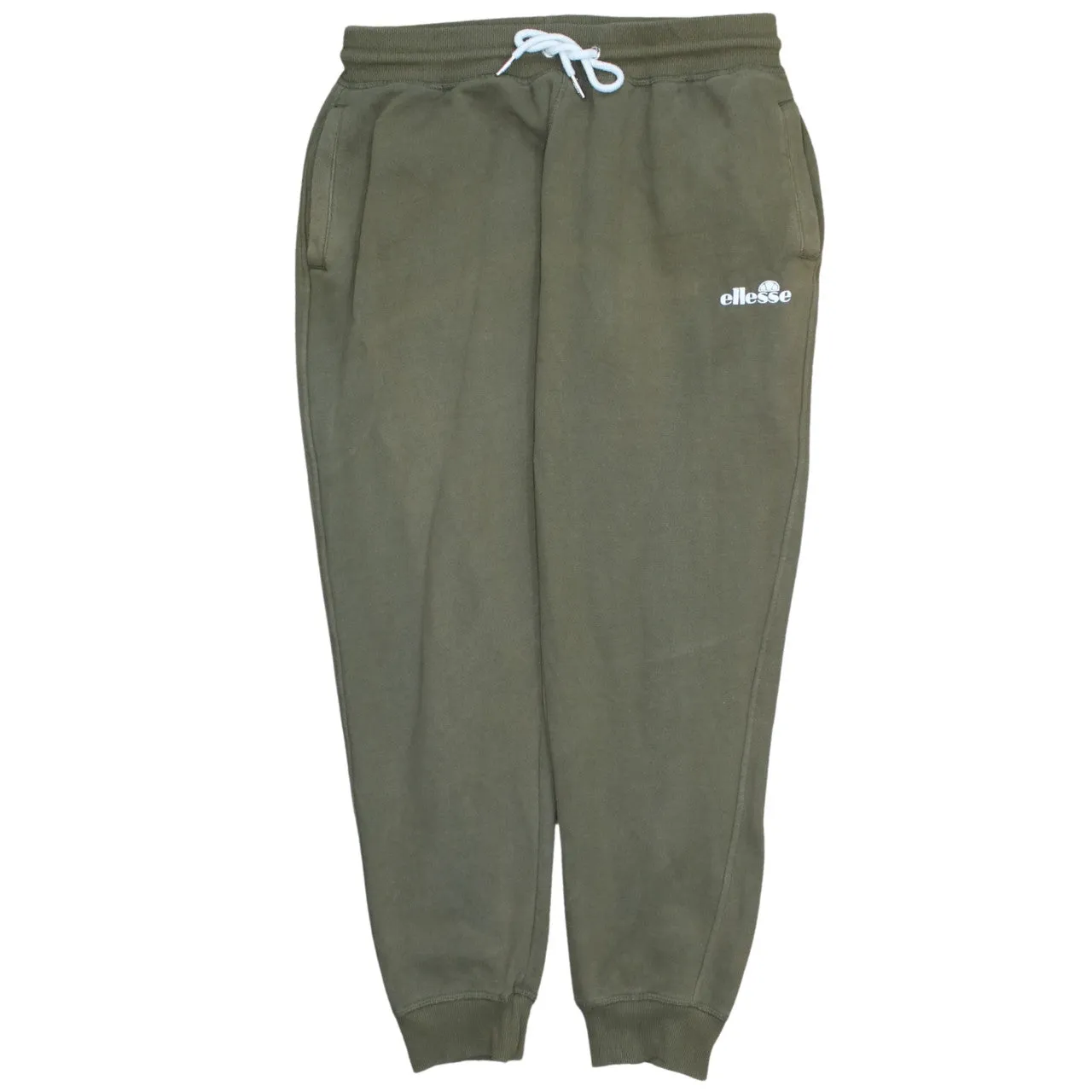 Ellesse Khaki Joggers Men’s Medium Embroidered Logo Drawstring Waist Cuffed Sweatpants sold by Vintage Club