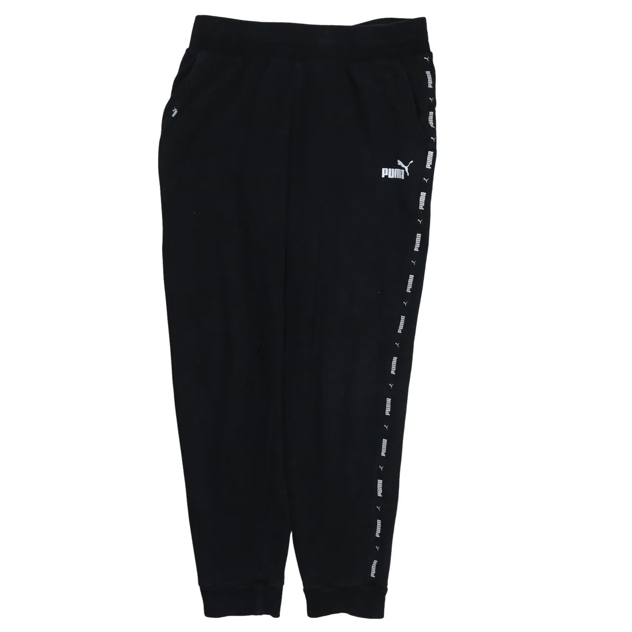 Puma Black Joggers Men’s Medium Side Tape Logo Elastic Waist Cuffed Sweatpants sold by Vintage Club