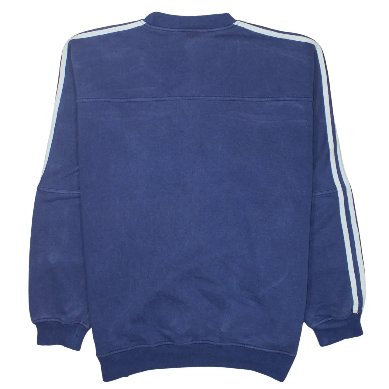 Adidas Navy Blue Sweatshirt Men's XLarge Embroidered Logo Three Stripe Sleeves Pullover Top sold by Vintage Club product image thumbnail 2