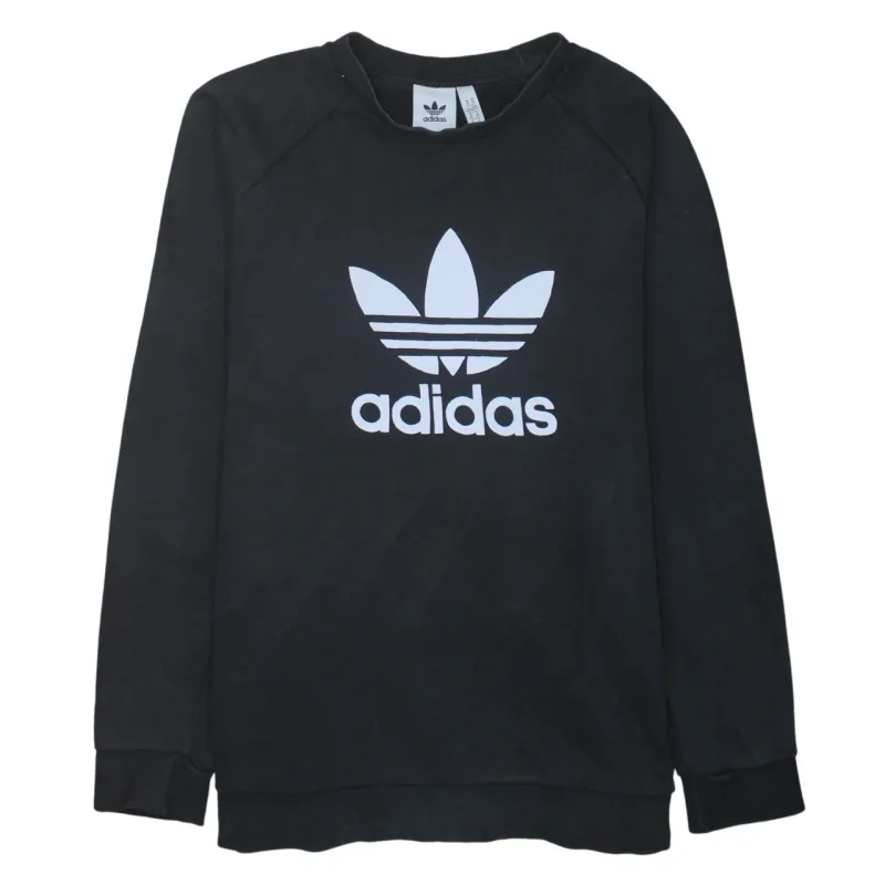 Adidas Black Sweatshirt Women's XLarge Trefoil Printed Logo Crewneck Pullover Top sold by Vintage Club
